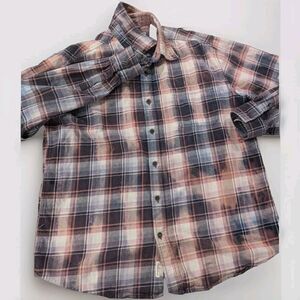 Franklin Flannels Shirt Mens Long‎ Sleeve Button Up Brown Beige Plaid XL